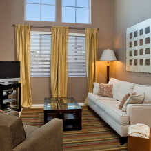 Conception d'une pièce avec des rideaux dorés: choix du tissu, combinaisons, types de rideaux, 70 photos -15