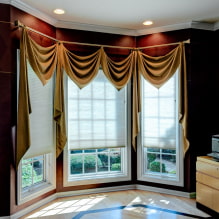 Design af et værelse med gyldne gardiner: valg af stof, kombinationer, gardintyper, 70 fotos -2