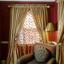 Disseny d'una habitació amb cortines daurades: elecció de la tela, combinacions, tipus de cortines, 70 fotos -5