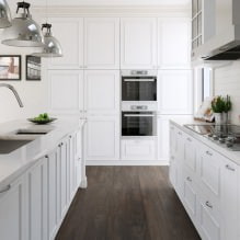 Witte keukenset: kenmerken naar keuze, combinatie, 70 foto's in het interieur-16