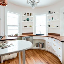 Bucătărie albă cu blat din lemn: 60 de fotografii moderne și opțiuni de design-1