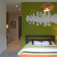 Nội thất với giấy dán tường tông màu xanh lá cây: thiết kế, kết hợp, lựa chọn phong cách, 70 ảnh-3