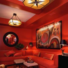 Sarkana krāsa interjerā: vērtība, kombinācija, stili, apdare, mēbeles (80 fotoattēli) -9
