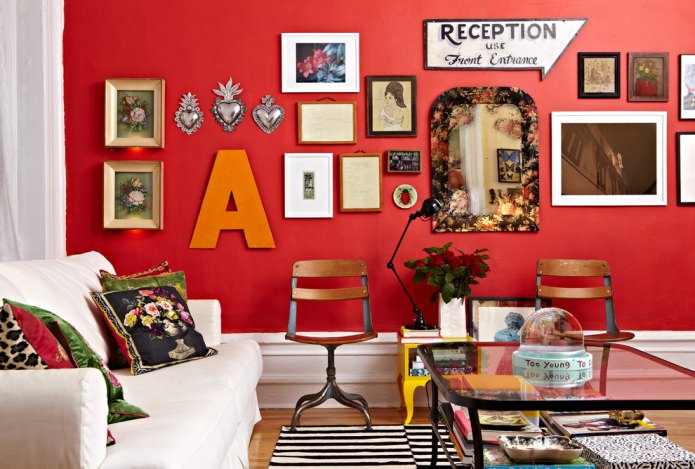 İç mekanda kırmızı renk: değer, kombinasyon, stiller, dekorasyon, mobilya (80 fotoğraf)