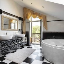 עיצוב חדרי אמבטיה בעליית הגג: תכונות גימור, צבע, סגנון, בחירת וילונות, 65 תמונות -11