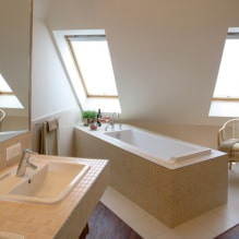 Bēniņu vannas istabas dizains: apdares elementi, krāsa, stils, aizkaru izvēle, 65 fotogrāfijas-9