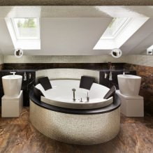 تصميم حمام العلية: ميزات التشطيب ، اللون ، النمط ، اختيار الستائر ، 65 صورة -1
