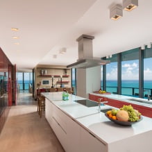 Set dapur merah: ciri, jenis, kombinasi, pilihan gaya dan langsir-3
