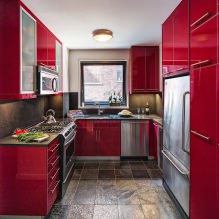 Set da cucina rosso: caratteristiche, tipi, combinazioni, scelta di stile e tende-7