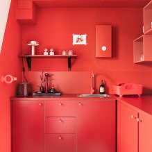 Set de bucătărie roșu: caracteristici, tipuri, combinații, alegerea stilului și perdele-1