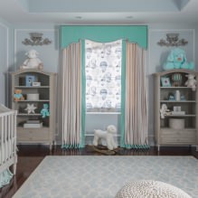 Rèm cửa màu xanh ngọc hiện đại trong nội thất: tính năng, sự kết hợp, loại và thiết kế-7