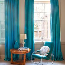 Rèm cửa màu xanh ngọc hiện đại trong nội thất: tính năng, sự kết hợp, loại và thiết kế-3