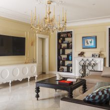 Dzīvojamās istabas dizains gaišās krāsās: stila, krāsas, apdares, mēbeļu un aizkarņu izvēle-6