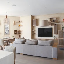 Design del soggiorno in colori chiari: scelta di stile, colore, finiture, mobili e tendaggi-7