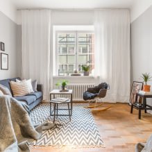 Dzīvojamās istabas dizains gaišās krāsās: stila, krāsas, apdares, mēbeļu un aizkarņu izvēle-8