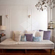 Açık renklerde oturma odası tasarımı: stil, renk, kaplama, mobilya ve perde seçimi-4