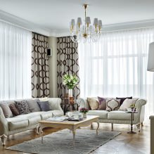 Dizajn obývacej izby vo svetlých farbách: výber štýlu, farby, povrchových úprav, nábytku a záclon-5
