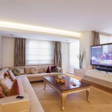 Dizajn obývacej izby vo svetlých farbách: výber štýlu, farby, povrchových úprav, nábytku a závesov-0