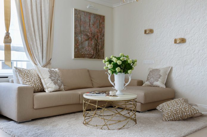 Dizajn obývacej izby vo svetlých farbách: výber štýlu, farby, povrchových úprav, nábytku a záclon