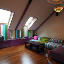Подреждане на детска стая на таванския етаж: изборът на стил, декорация, мебели и завеси-1