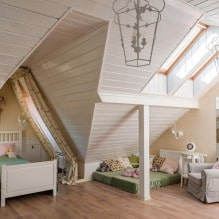 סידור חדר ילדים בקומת עליית הגג: בחירת סגנון, קישוט, רהיטים ווילונות -3