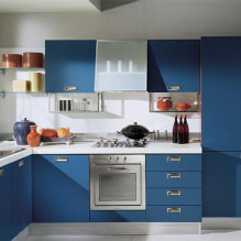Ảnh thiết kế nhà bếp với set-4 màu xanh dương