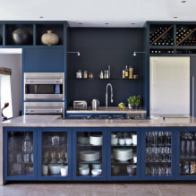 Foto reka bentuk dapur dengan set-5 biru