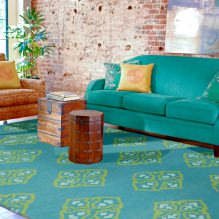 Dzīvojamās istabas dizains tirkīza krāsā: 55 labākās idejas un realizācijas interjerā-11
