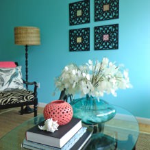 Design del soggiorno in colore turchese: 55 migliori idee e realizzazioni negli interni-4