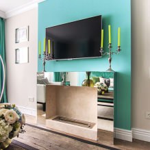 Thiết kế phòng khách màu xanh ngọc: 55 ý tưởng hay nhất và hiện thực hóa trong nội thất-13