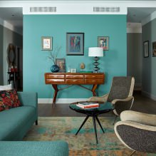 Design obývacího pokoje v tyrkysové barvě: 55 nejlepších nápadů a realizací v interiéru - 7