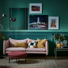 Design del soggiorno in colore turchese: 55 migliori idee e realizzazioni negli interni-5