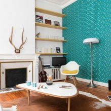 Design del soggiorno in colore turchese: 55 migliori idee e realizzazioni negli interni-2