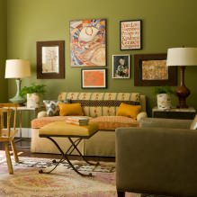 Interior design in color oliva: combinazioni, stili, finiture, mobili, accenti-14