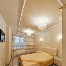 Plafond beige: types, design, photo, combinaison avec du papier peint, étage-5