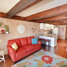 Czerwona sofa we wnętrzu: rodzaje, design, połączenie z tapetą i zasłonami-5