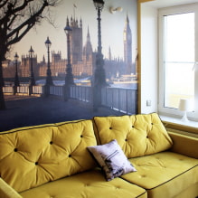 Ghế sofa màu vàng trong nội thất: loại, hình dạng, chất liệu bọc, thiết kế, sắc thái, sự kết hợp-3