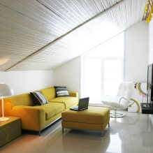 Sofà groc a l’interior: tipus, formes, materials de tapisseria, disseny, tonalitats, combinacions-5