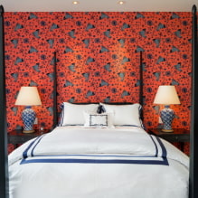 Červené tapety v interiéri: typy, dizajn, kombinácia s farbou záclon, nábytok-10