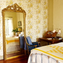 Giấy dán tường màu vàng trong nội thất: loại, thiết kế, kết hợp, lựa chọn rèm cửa và phong cách-4