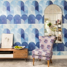 Modré tapety: kombinace, design, výběr záclon, styl a nábytek, 80 fotografií v interiéru -2