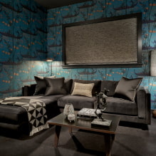 Kertas dinding biru: kombinasi, reka bentuk, pilihan langsir, gaya dan perabot, 80 foto di pedalaman -8