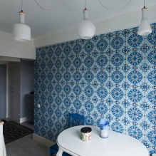Modré tapety: kombinace, design, výběr záclon, styl a nábytek, 80 fotografií v interiéru -9