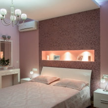 ورق حائط لغرفة نوم صغيرة: اللون ، والتصميم ، والجمع ، والأفكار للأسقف المنخفضة والغرف الضيقة - 5