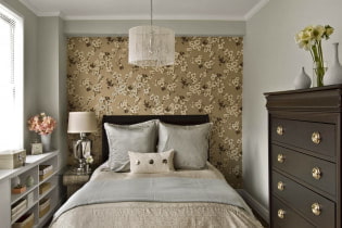 Tapetes mazai guļamistabai: krāsa, dizains, kombinācija, idejas zemiem griestiem un šaurām telpām
