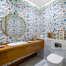 Cara memilih kertas dinding untuk tandas: 60 gambar moden dan idea reka bentuk-0
