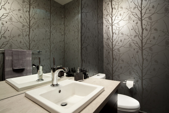 Cara memilih kertas dinding untuk tandas: 60 gambar moden dan idea reka bentuk