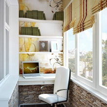 Behang op het balkon of loggia: wat kan worden gelijmd, de kleurkeuze, ontwerpideeën, foto's in het interieur-8