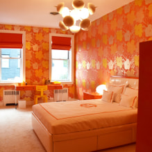 Oranžové tapety: typy, vzory a kresby, odstíny, kombinace, fotografie v interiéru-0