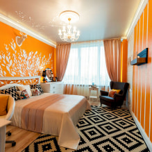 Oranžiniai tapetai: tipai, dizainas ir piešiniai, atspalviai, deriniai, nuotraukos interjere-2
